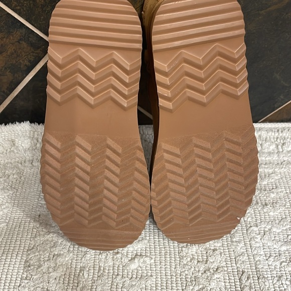 Platform mini booties in a brown color. - Picture 3 of 6